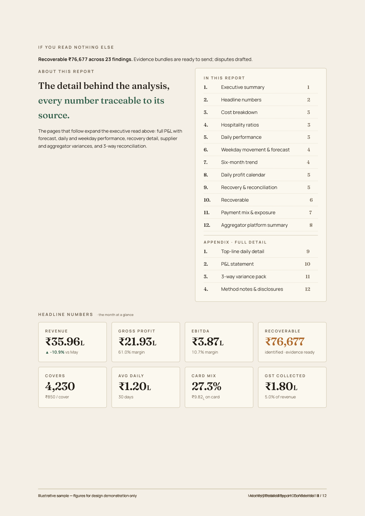 Report page